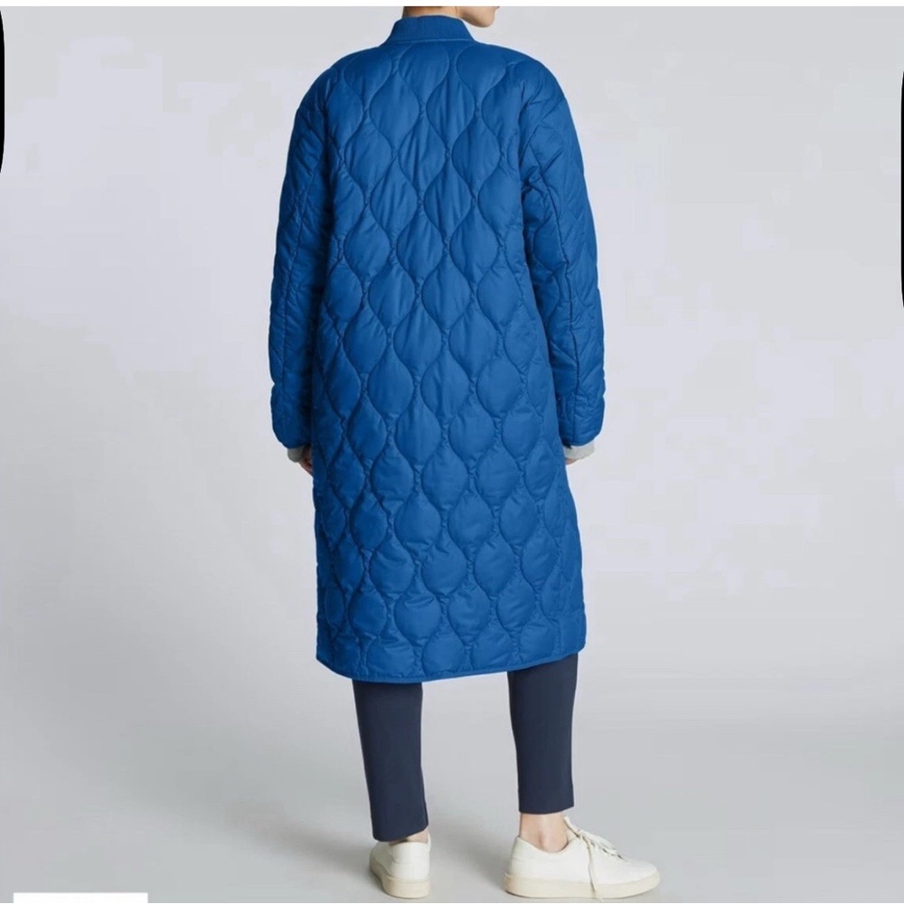 Everlane Renew Longline Quilted Puffer Coat in Lapis Blue - Picture 2 of 5